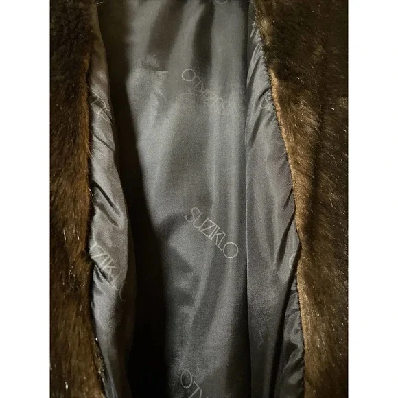 VNTG Suziklo RARE Made in Paris France Faux Fur Coat Chocolate Brown Size 1